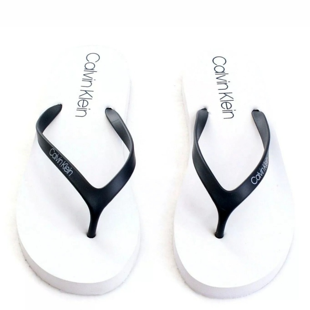 NEW Calvin Klein Navy/White Flip Flops 6 - Picture 1 of 6